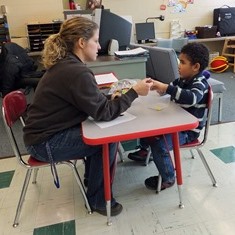 young student in speech class
